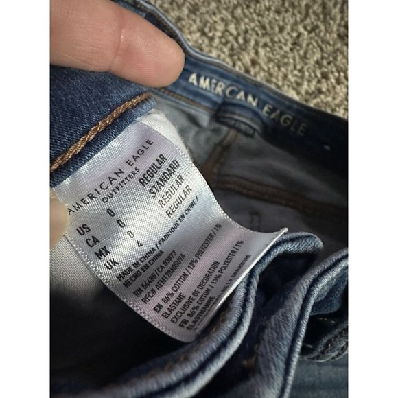 American Eagle  super stretch jeggings size 0 distressed Skinny Leg Medium Wash - Picture 6 of 13